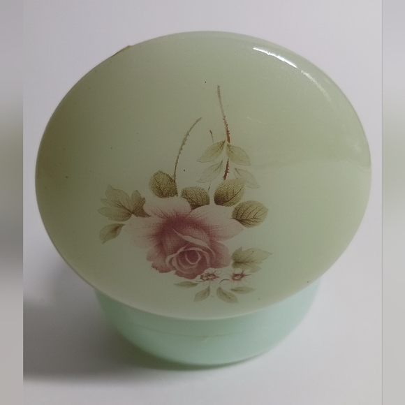 Genuine Alabaster Round Trinket Box w/ Rose Design Gold Tone Hinge Top Italy - Picture 5 of 7